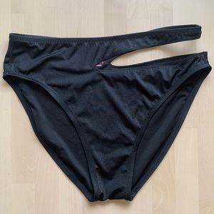 Victoria’s Secret Swim Bikini Bottom High Waist w/ Side Cut Out Black Size XL